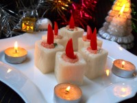 Новогодняя закуска с креветками «Свечи»