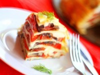 Блинный торт с грибами и сыром