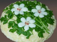 Салат с курицей и морковью по-корейски Букет цветов – к 8 Марта