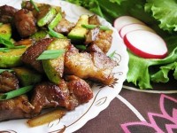 Жареная свинина. Жареное мясо с кабачками
