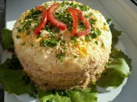 Пасхальный салат Кулич. Салат с курицей