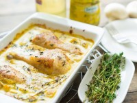 Тушеная курица с грибами в сливочно-горчичном соусе