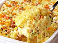 Вкуснейшая запеканка с рисом, сыром и ветчиной