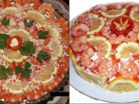 Праздничный салат с креветками Шуба