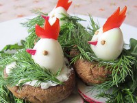 Пасхальное блюдо. Закуска из грибов и яиц Гнездо с цыплятами