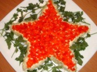 Салат на 9 Мая. Салат с рыбой и сыром Звезда